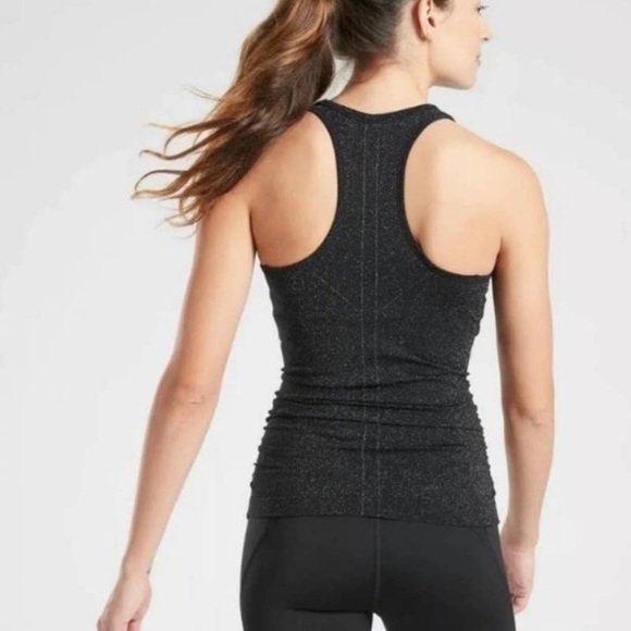 Athleta XS Seamless Stretch Tank Top‎ Black Sparkle Racerback - Picture 11 of 11